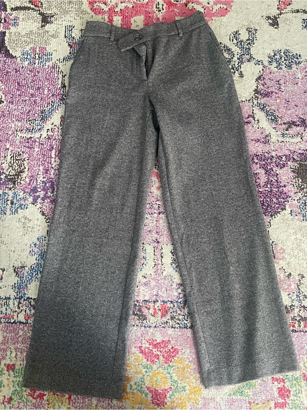Hilary Radley Gray Wide-Leg Wool Blend Trousers Size 6